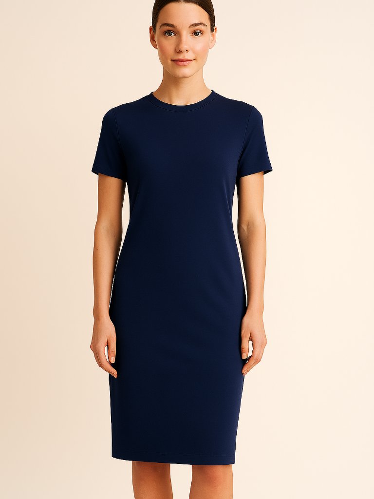 H&M Black Short-Sleeve Midi Dress